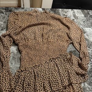 Leopard Print Long Sleeve Dress